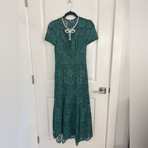 Self Portrait Midi Green lace dress size 4